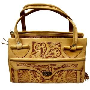 Vintage Avelar Handbag Purse Genuine Leather Hand Tooled Mexican